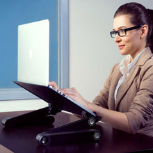 Load image into Gallery viewer, Aluminium Adjustable Ergonomic Standing Desk - Strong Built, Lightweight, Multi purpose: Breakfast Tray, Book, tablet, laptop holder